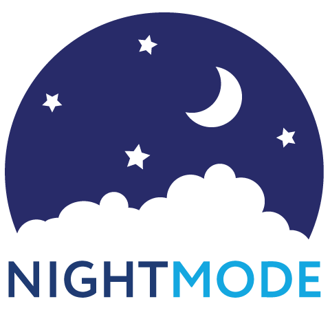 NIGHT MODE Dark Roast Decaf logo with moon and stars.